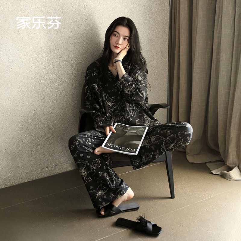 家乐芬睡衣女春秋款秋季纯棉长袖家居服复古老钱风套装春装高级感