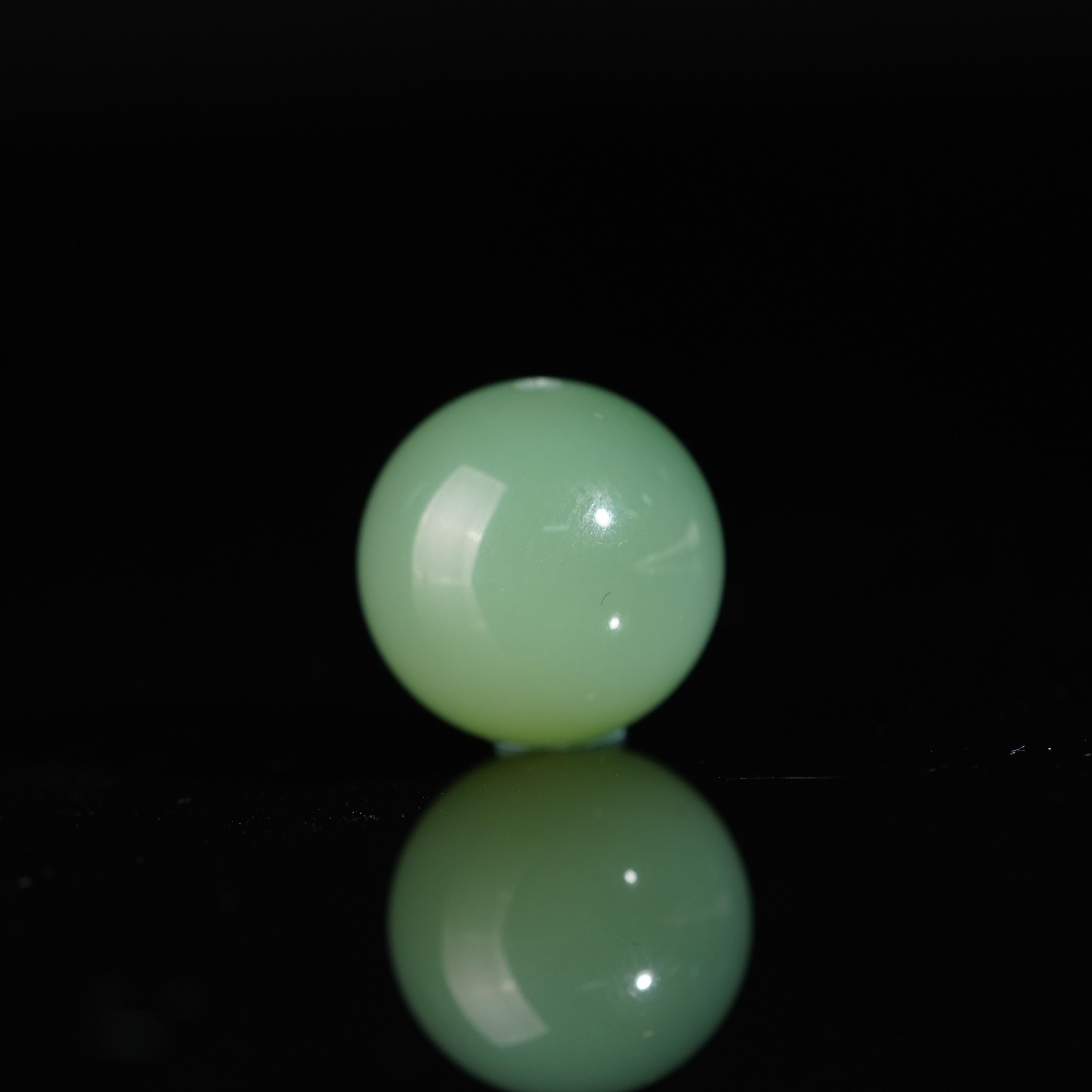 【慧子臻选】严选精品和田玉粉绿圆珠单珠约12mm  多样性发货