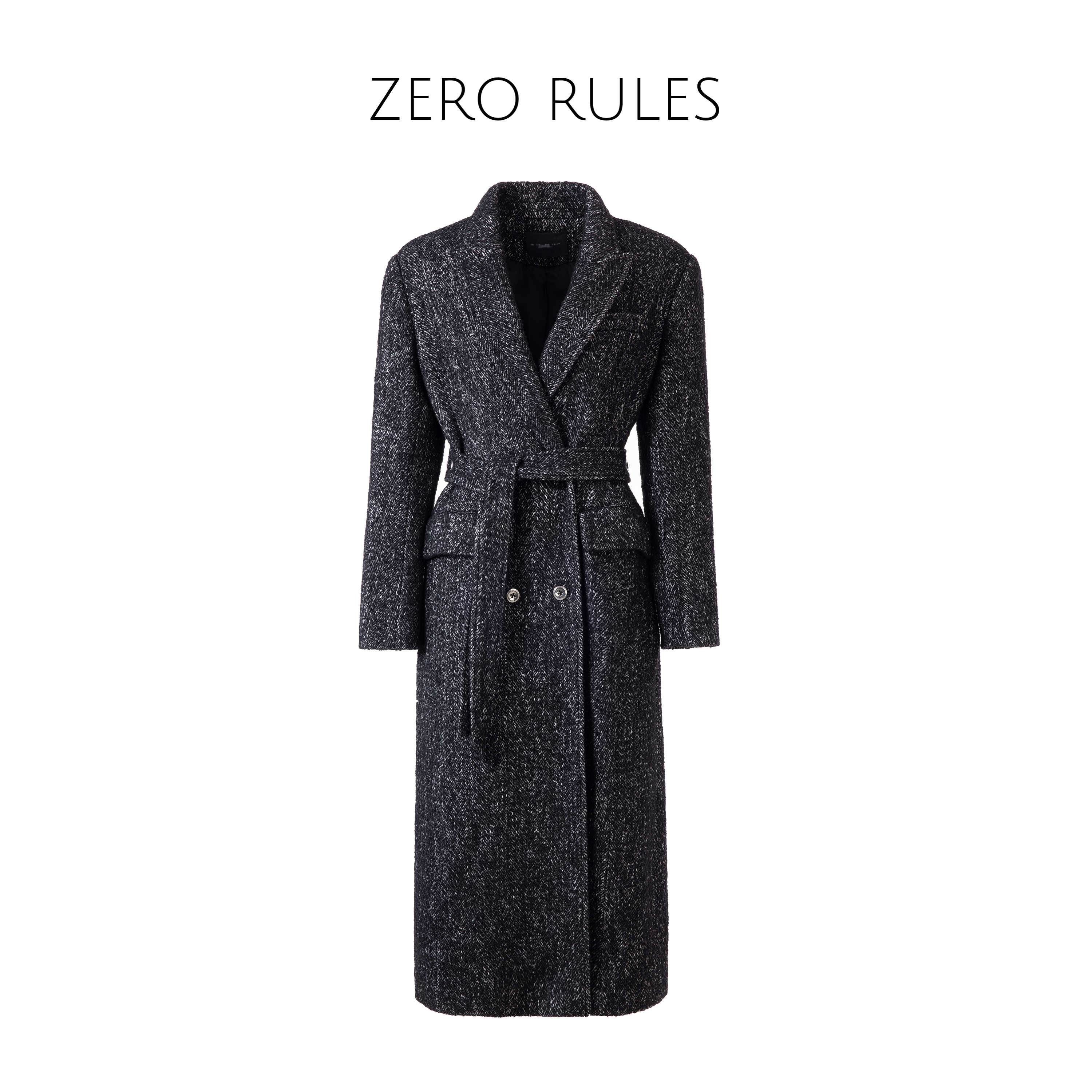 25110873【粗花呢长大衣】高定加厚粗花呢 大女人的一件长大衣