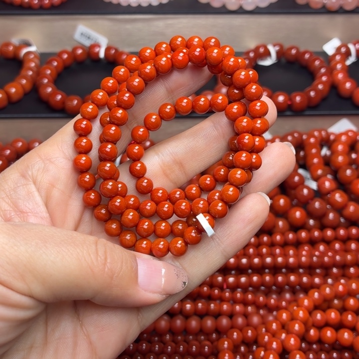 暖***境玛瑙/玉髓未镶嵌天然玛瑙手串多圈