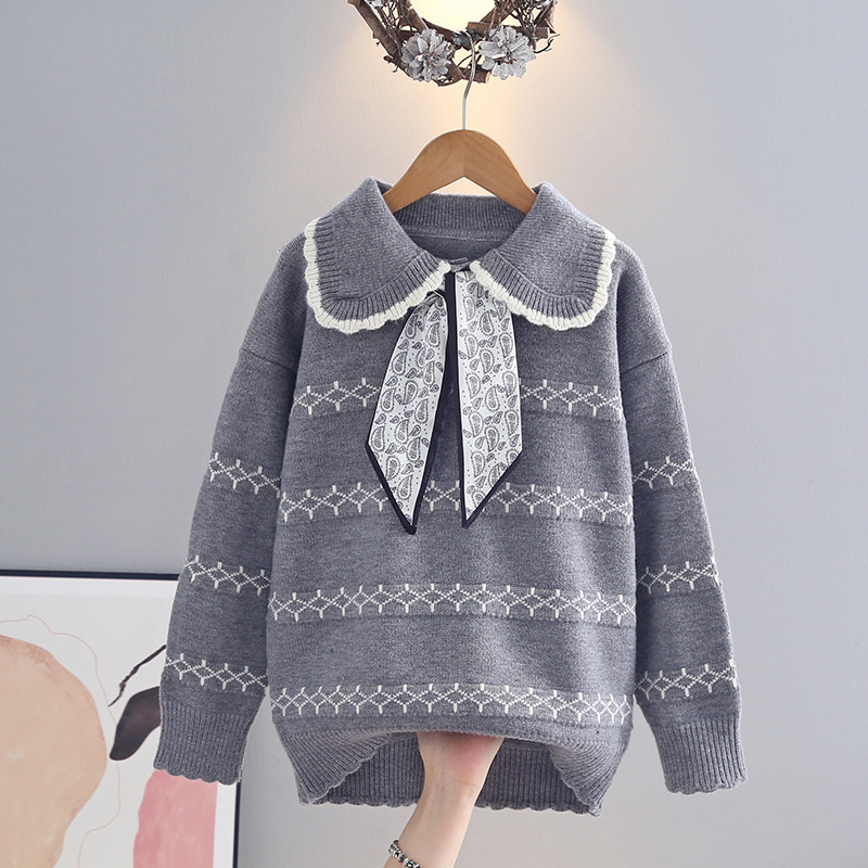 女童毛衣2025秋冬新款洋气儿童冬装中大童女孩针织学院风毛线衣