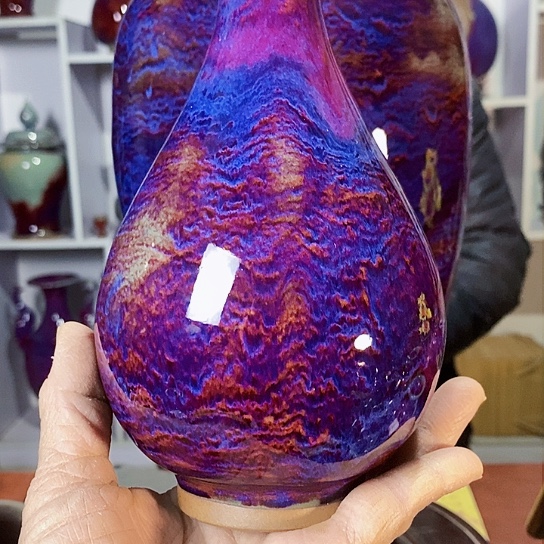 摆件安**行尚峰钧窑作品瓶摆件