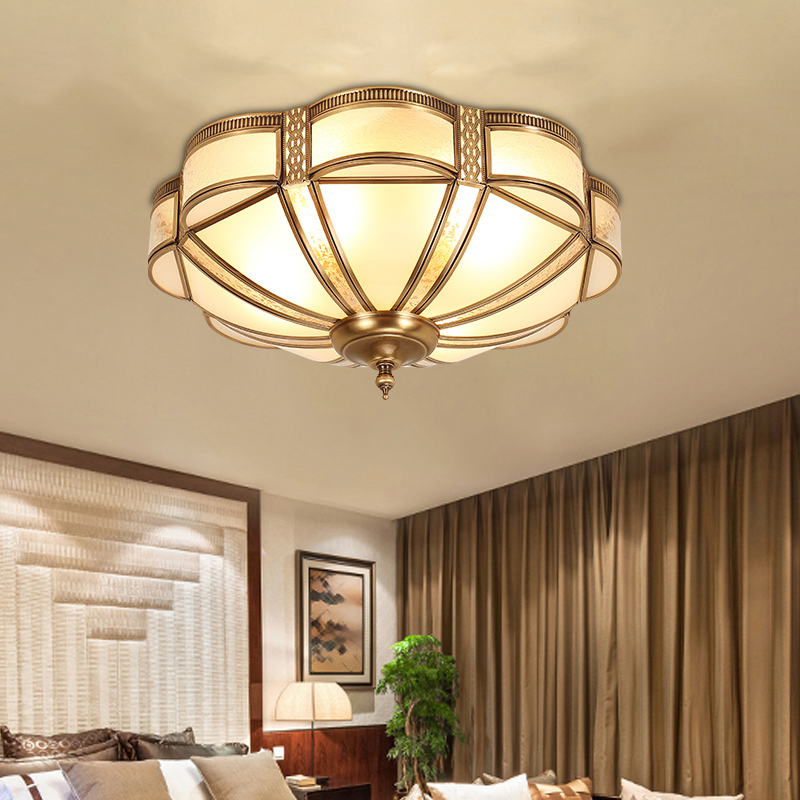 新品美式全铜吸顶灯卧室书房灯具欧式复古玄关过道阳台吧台灯