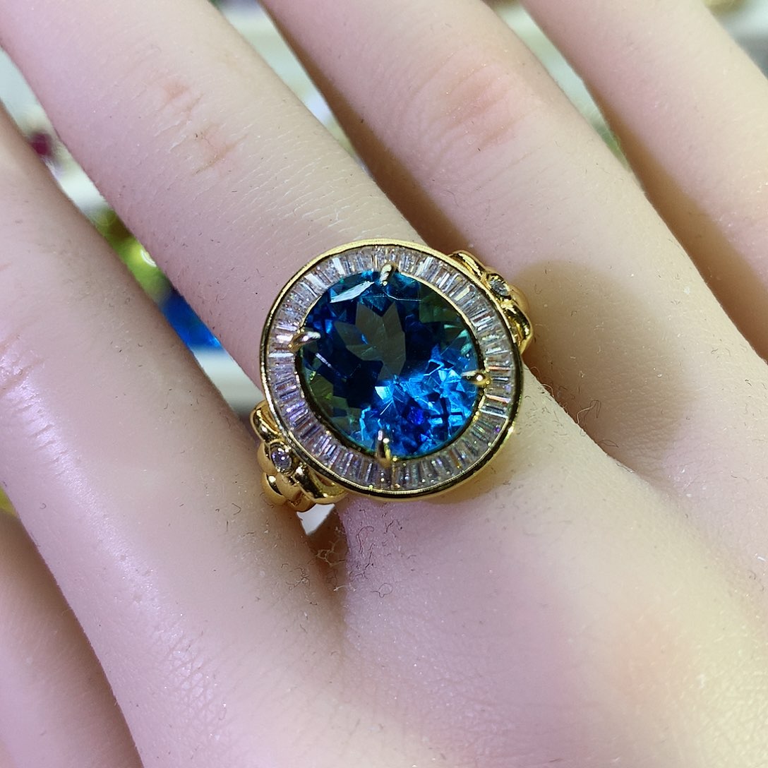 托帕石戒指银S925镶嵌