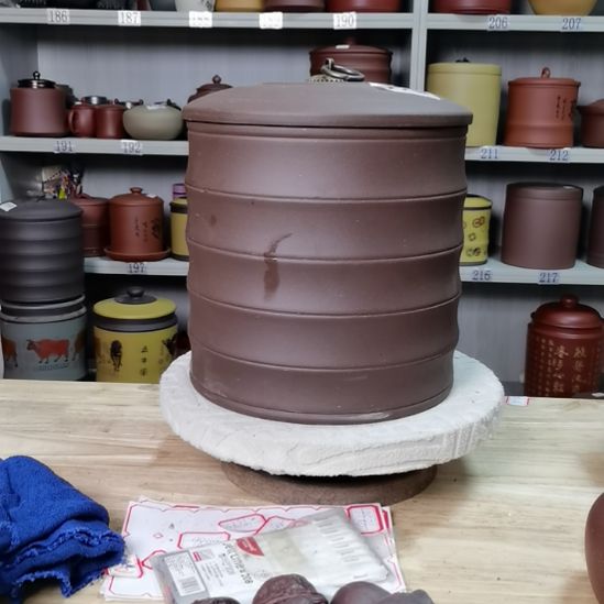 茶叶罐紫砂竹节八饼装老紫泥073