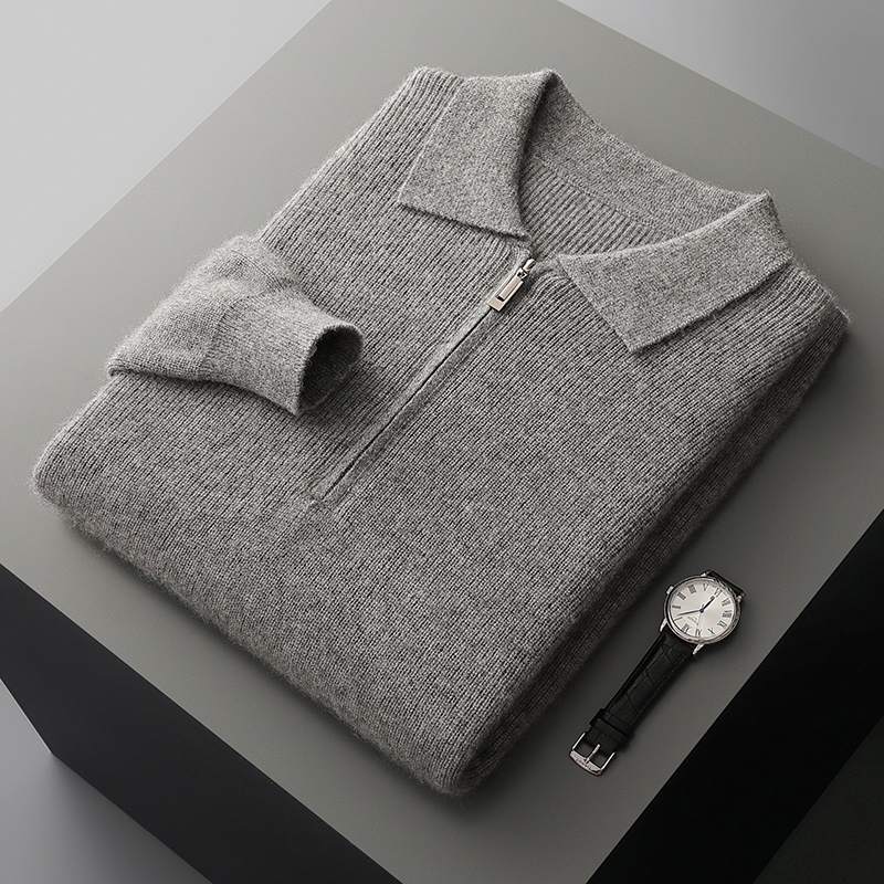 绅士格调~~秋冬新款男士半拉链POLO领羊绒衫宽松加厚毛衣针织衫