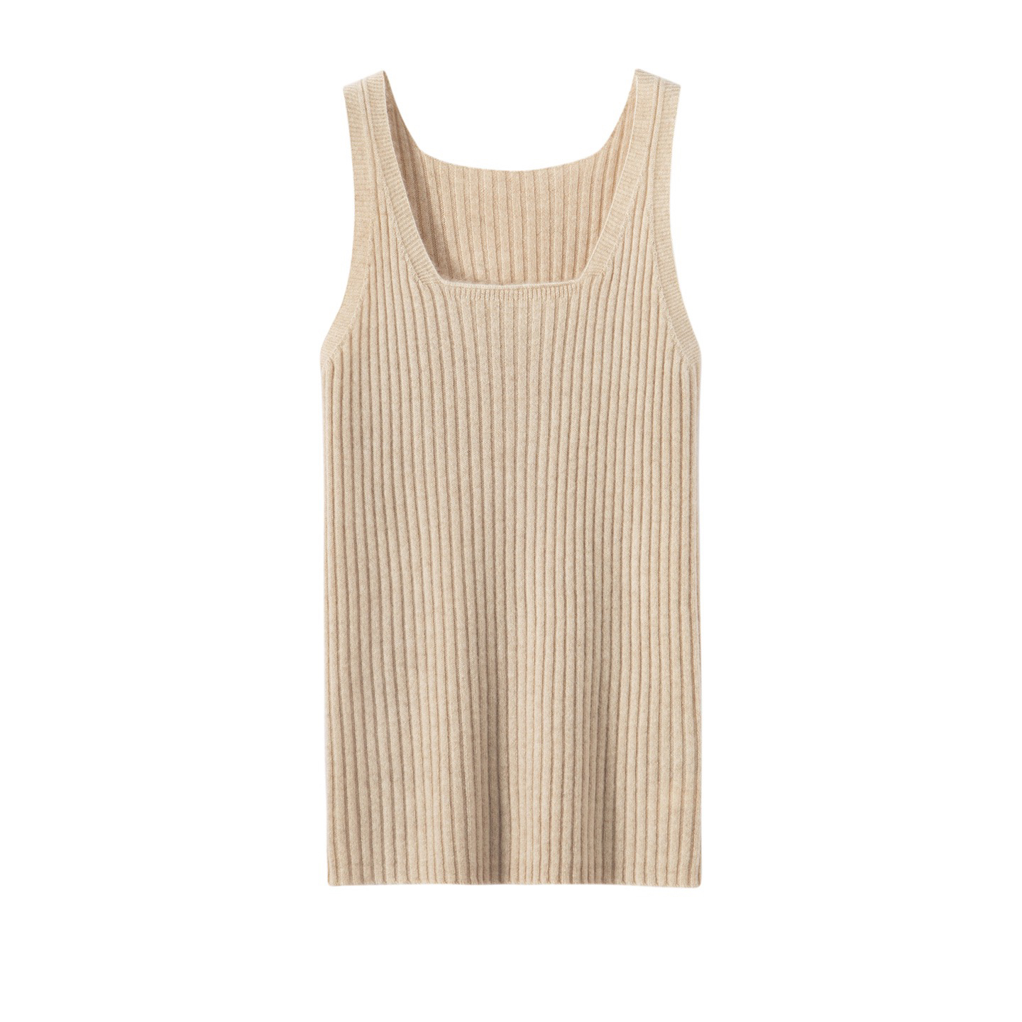 100纯山羊绒吊带背心女方领保暖抽条修身无袖打底羊绒背心TY431