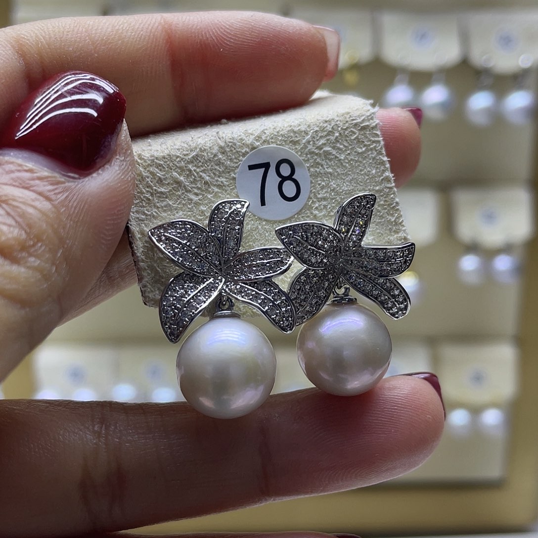 淡水珍珠耳饰银S925镶嵌