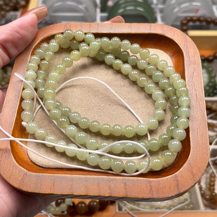 和田玉珠串6mm未镶嵌