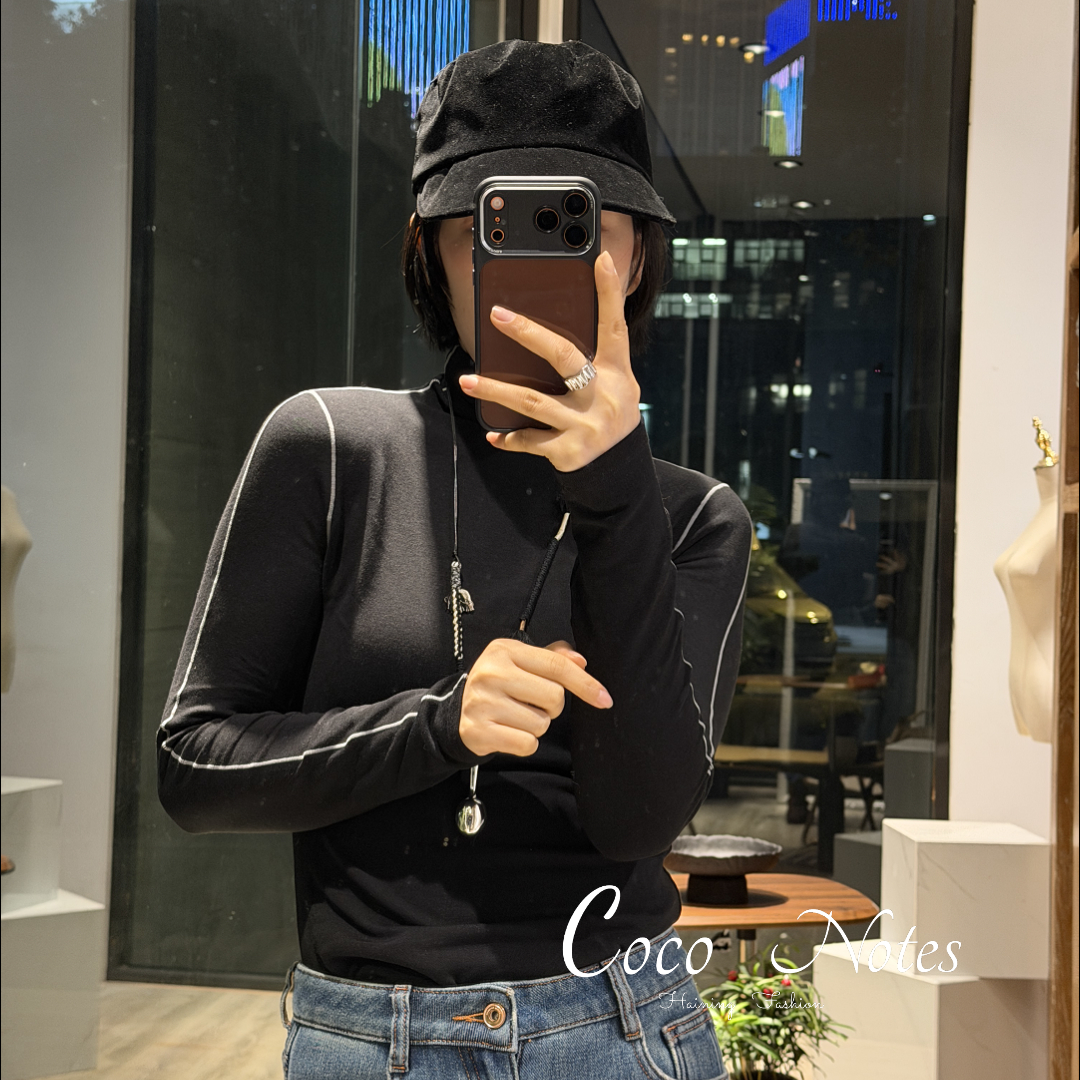  COCO NOTES GH26007 10A抗菌拉绒撞线设计羊毛天丝高领打底衫