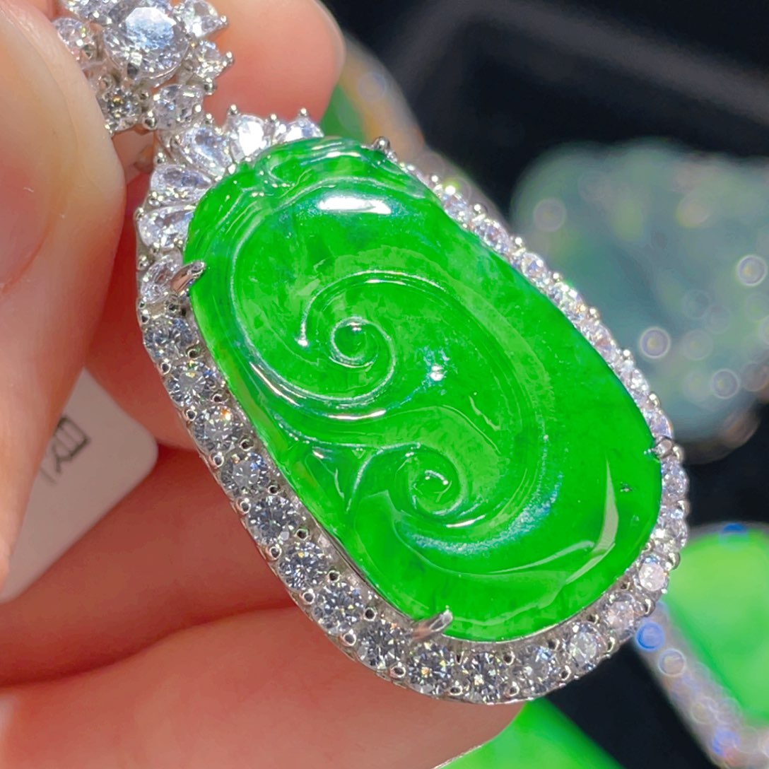 翡翠吊坠(不含链)银S925镶嵌