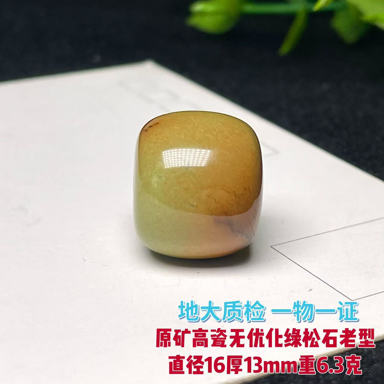 原矿高瓷无优化绿松石老型直径16厚13mm重6.3克顶珠配珠挂件配饰