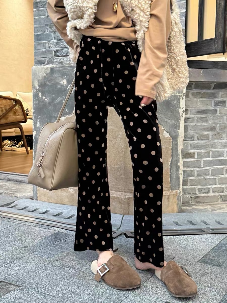 女神微喇裤高定哑光金丝绒加绒女款休闲裤时尚百搭洋气显瘦微喇裤