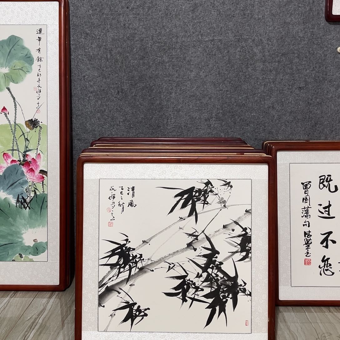 国画书画作品带框63×63