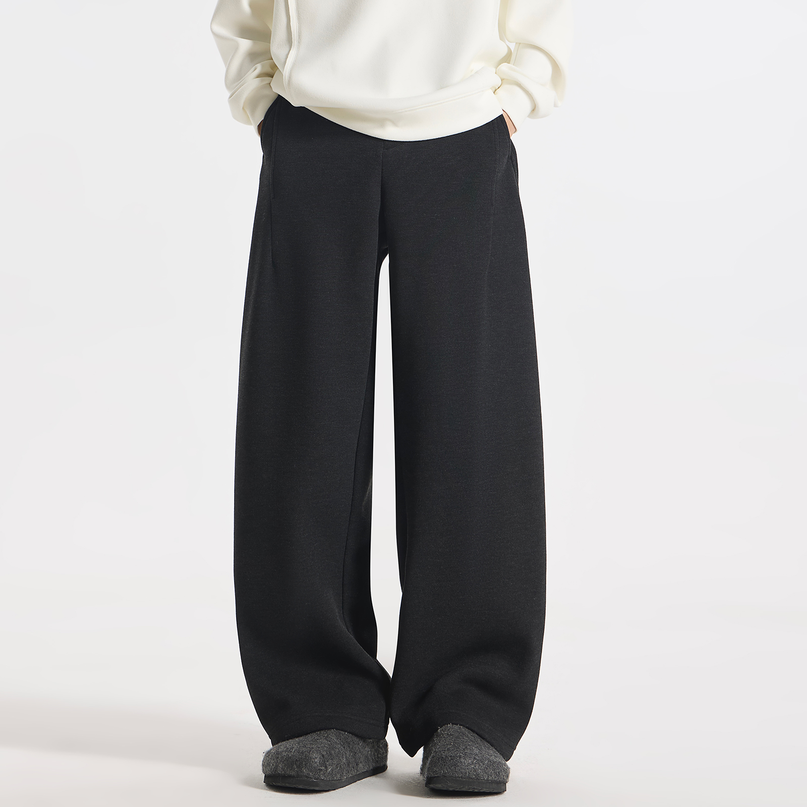 GCCDUPE77『浔真』简约时尚羊毛色纺混色高级感保暖加绒毛呢休闲裤