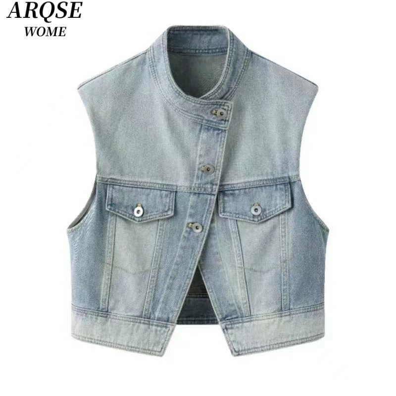 艾诺丝商场同款2025春夏季新品款短款牛仔马甲外套女1520