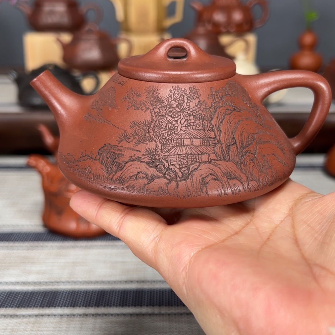 紫砂茶壶我**旧文瓢底槽清