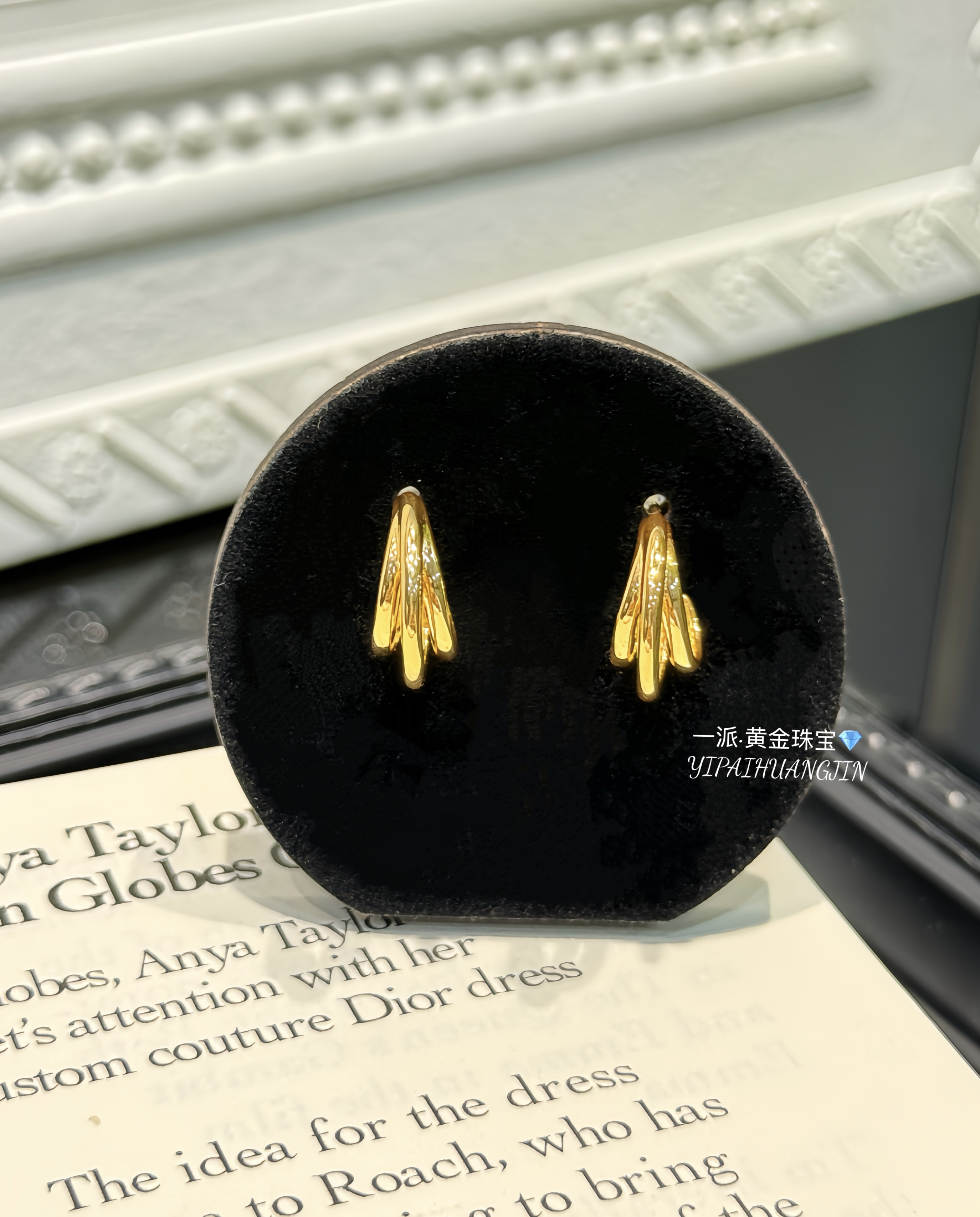 小猫爪5G（厚壁中空）耳钉足金999黄金耳钉@ES213