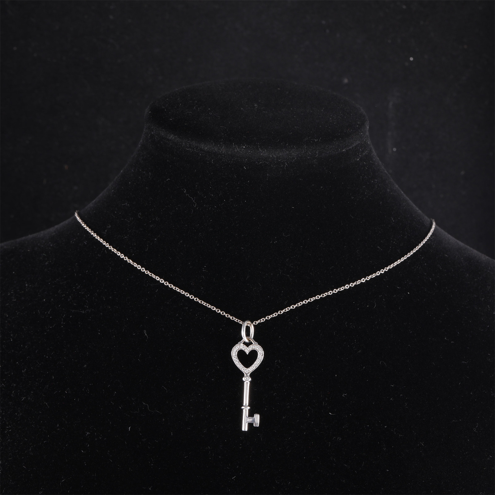 99新 Tiffany & Co./蒂芙尼 小花柳 爱心 带钻 钥匙 项链