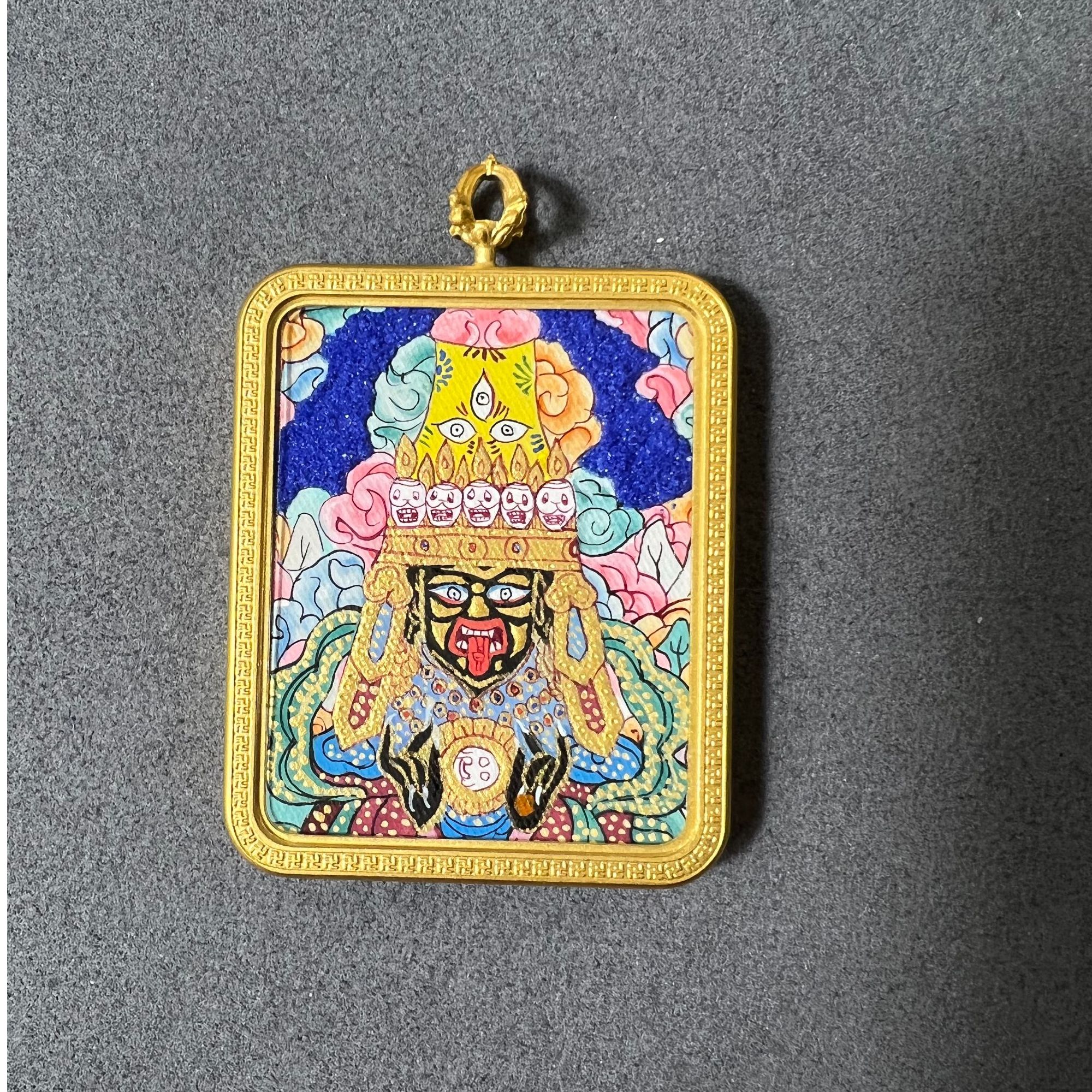 纯手绘唐卡 扎基拉姆 色彩鲜艳 画风精细 粗矿打底