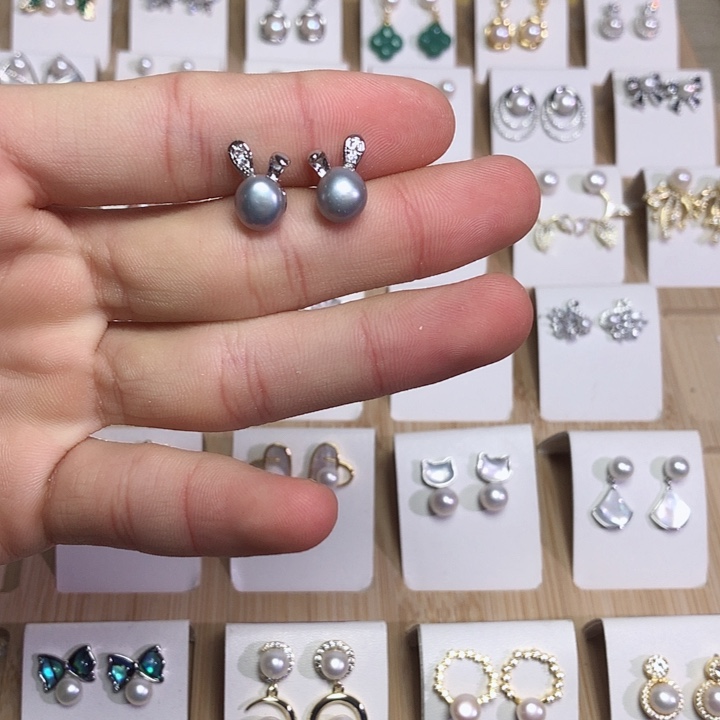 淡水珍珠耳饰银S925镶嵌