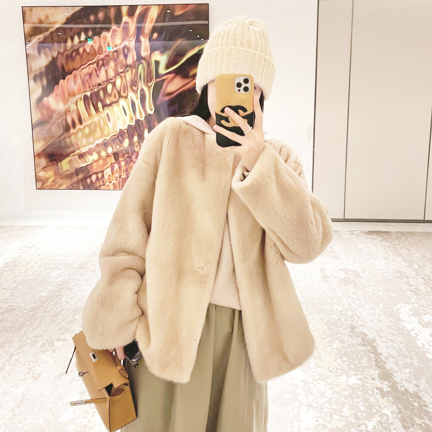 【优优】进口天鹅绒紫金短二小母貂皮草外套年轻款圆领貂皮大衣女冬