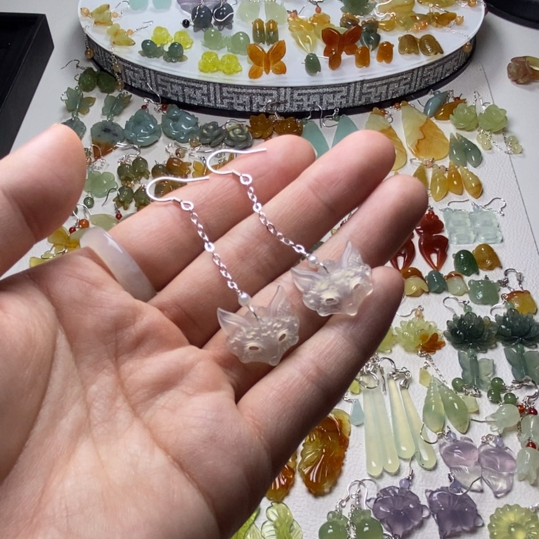 蛇纹石玉合金耳饰/颈饰