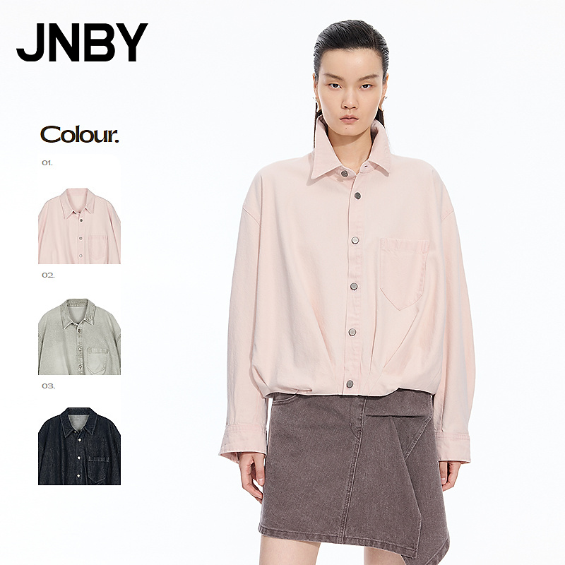 【商场同款】JNBY/江南布衣25秋夹克外套宽松衬衫领5P8614830