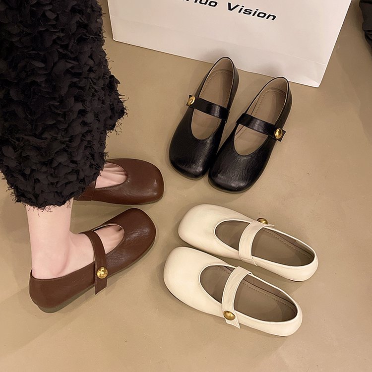 2024春新款 法式松紧带搭扣浅口女单鞋