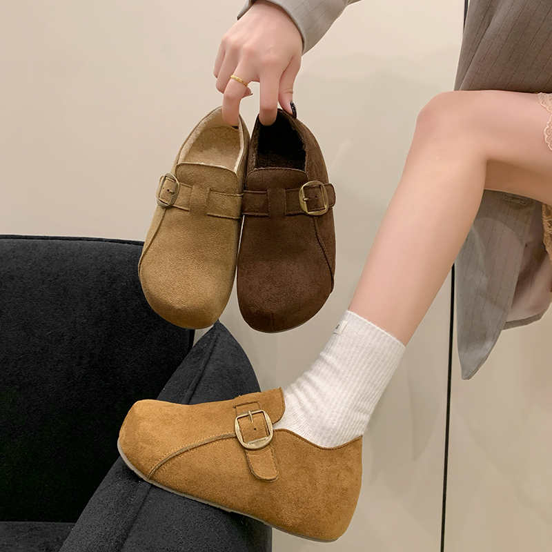 冬季博肯鞋棉鞋外穿加绒勃肯鞋子女2025年新款百搭豆豆鞋休闲低帮