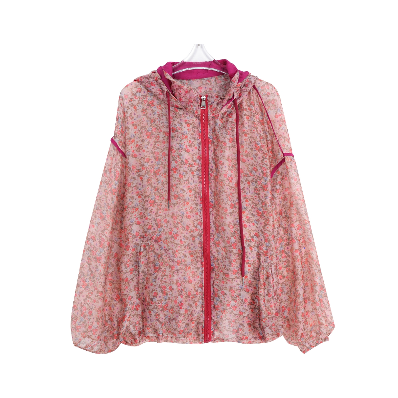 休闲减龄连帽印花宽松防晒休闲短外套C68013