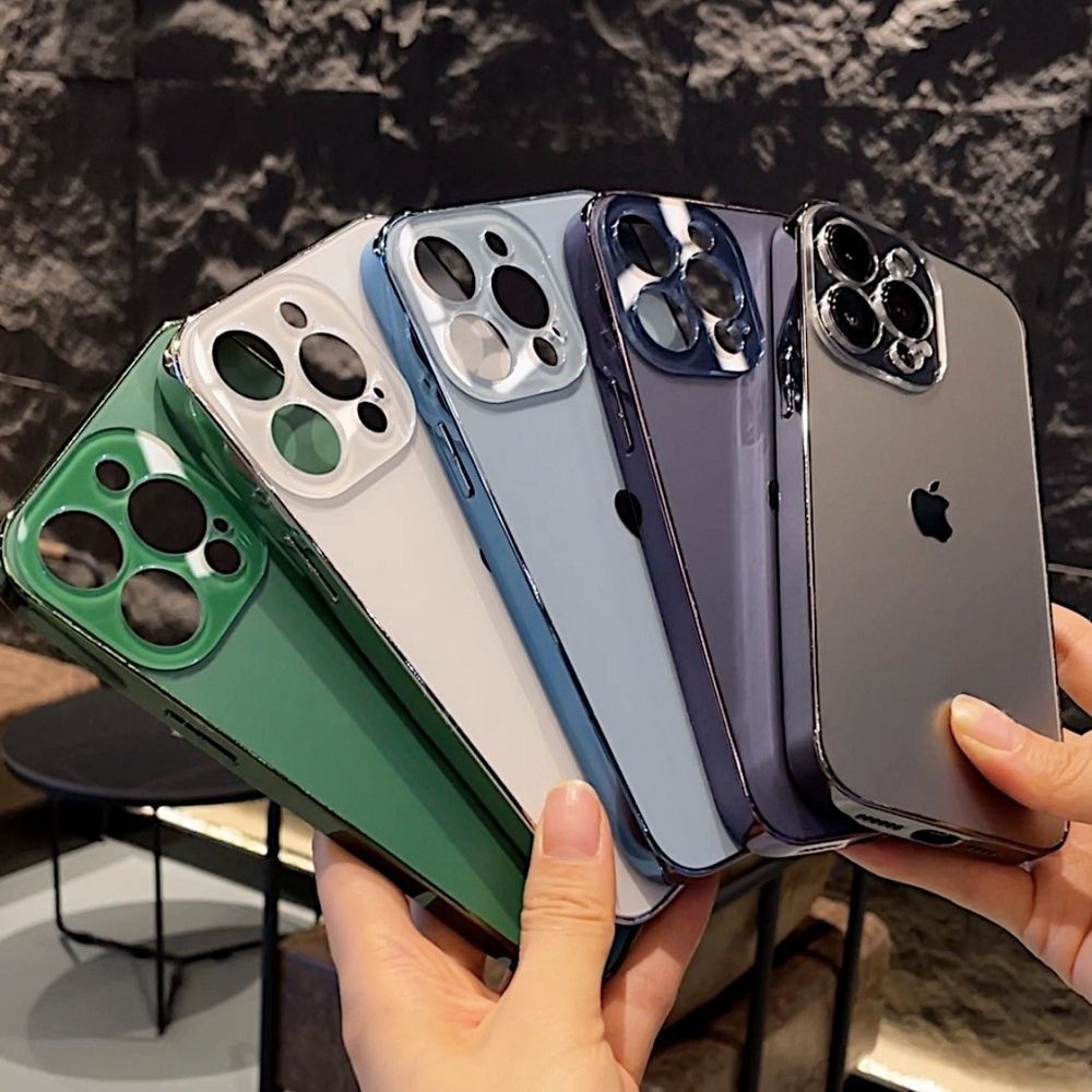 适用于苹果11-17系列不带镜头膜AG电镀红简约全包苹果15Promax