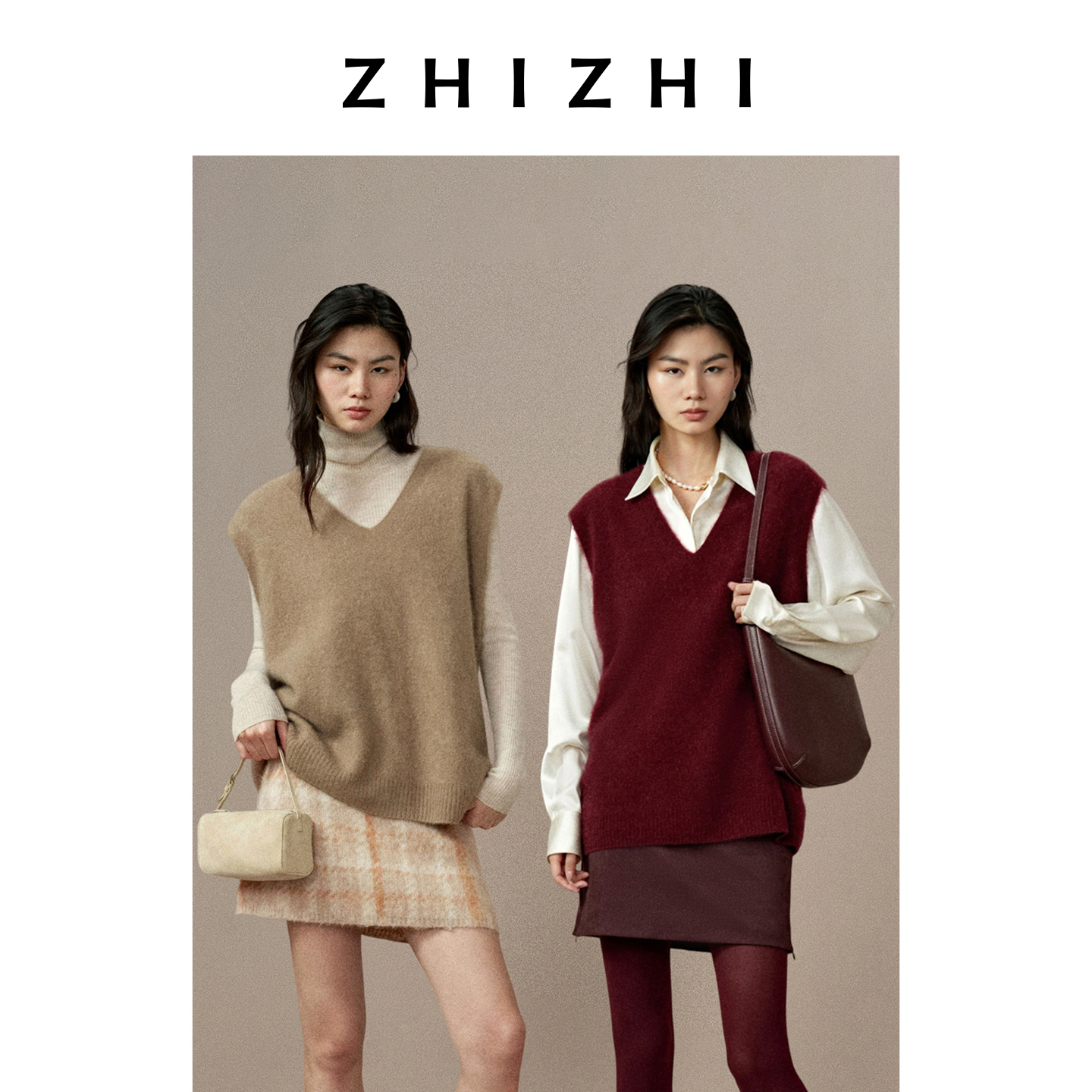 【好运红】致知 一捻红 羊绒拉毛背心针织时尚马甲25冬ZZ2EWKDS012