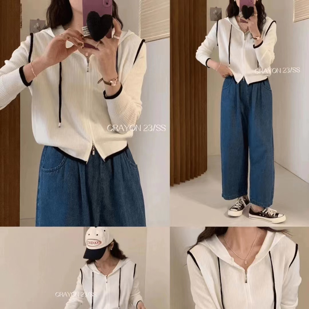 28262欧货高货显瘦立领半开襟卫衣外套衣长66