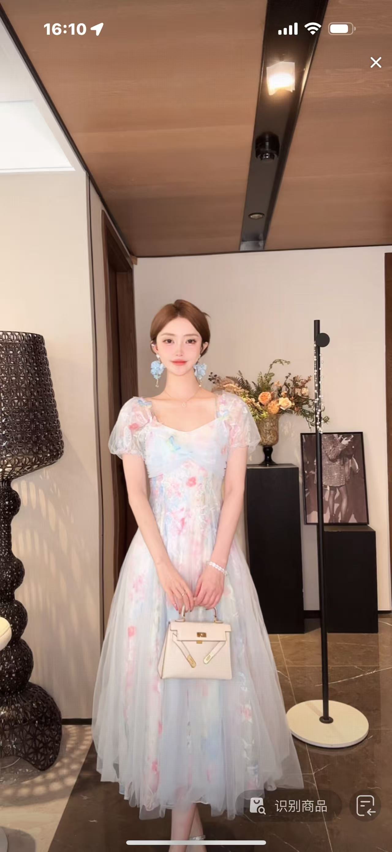 馨儿专属【蝴蝶仙女】温柔风气质网纱蕾丝连衣裙XS41060