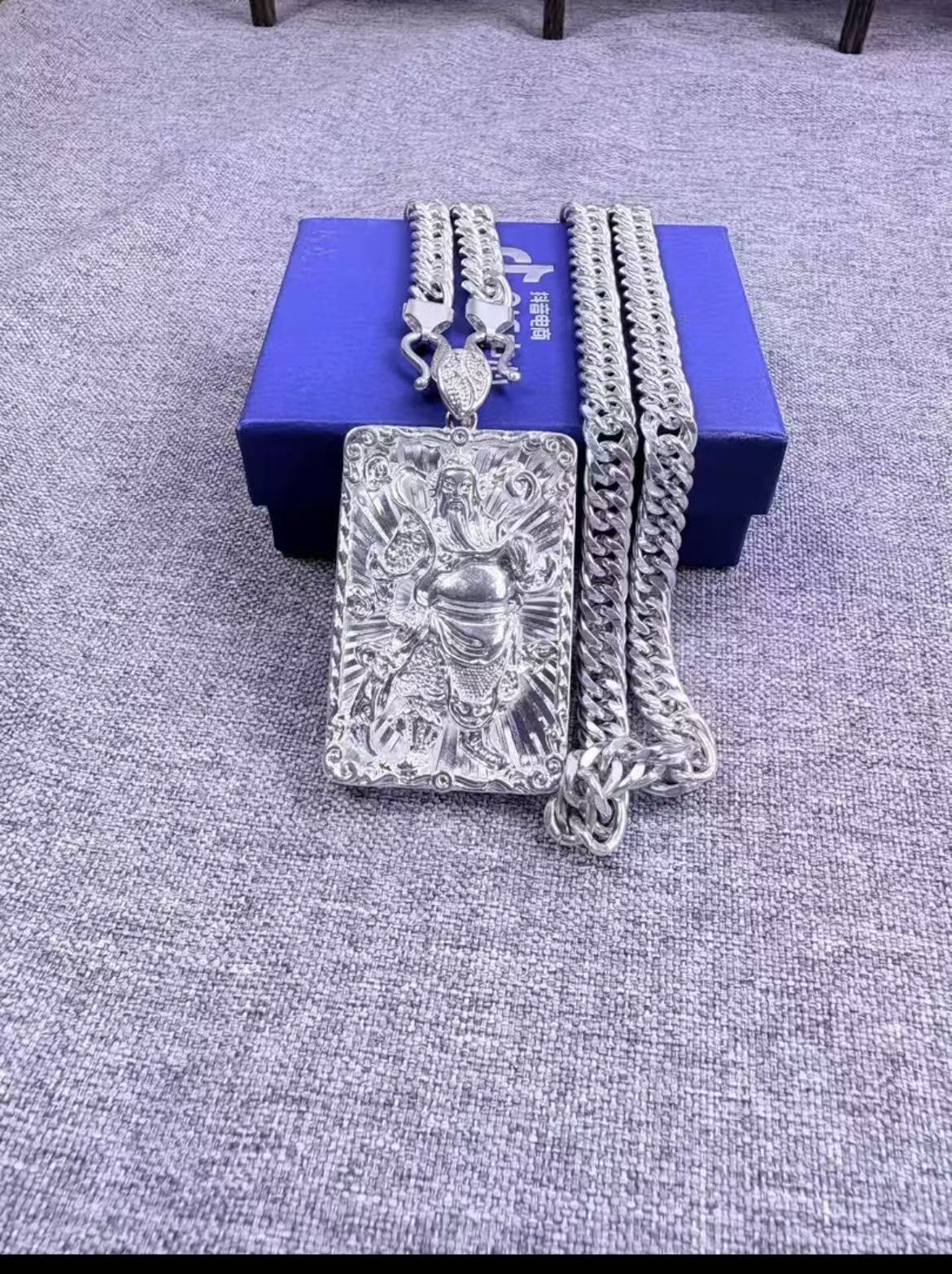 坠链均足银 高端时尚老板链男士老板链时尚潮流关公