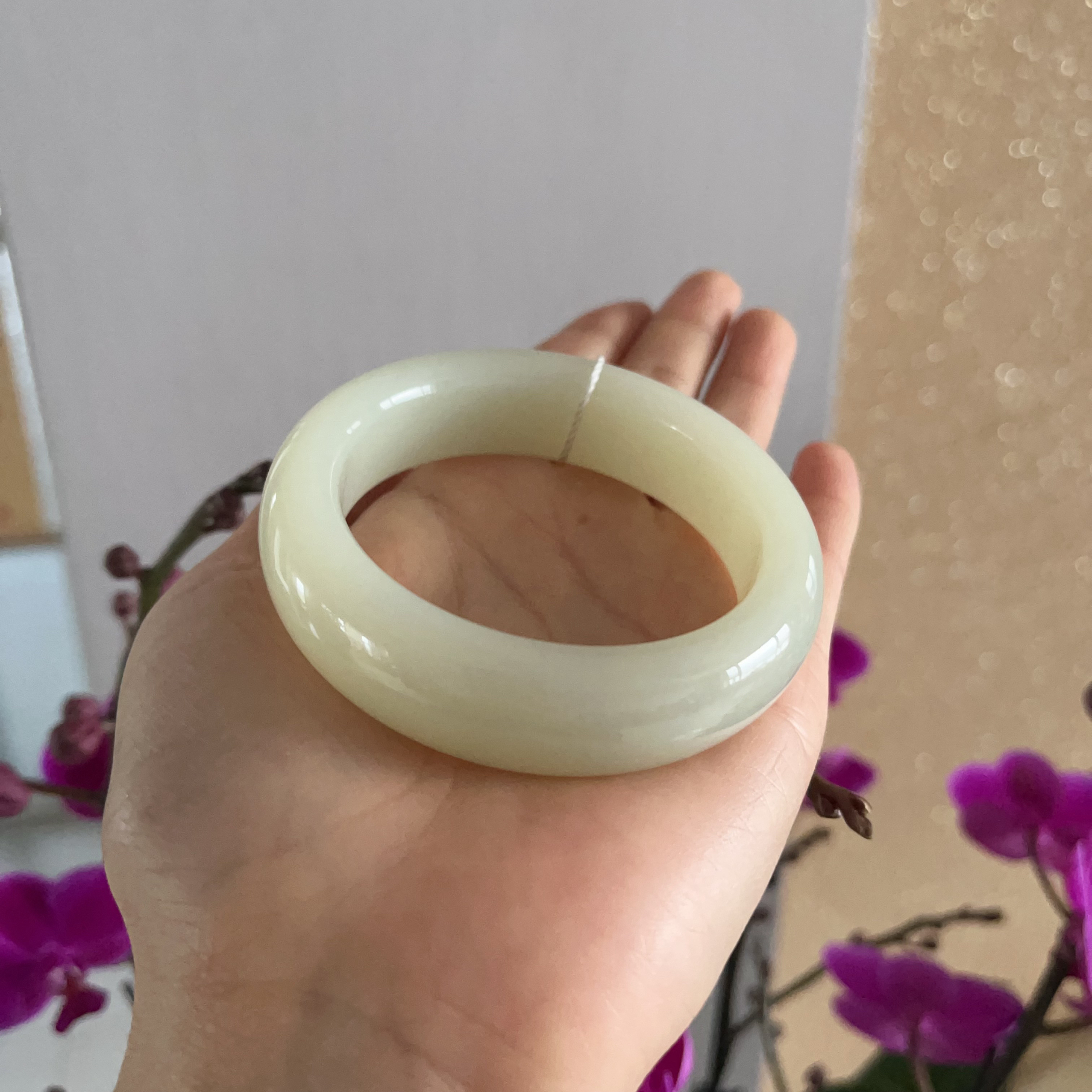 和田玉宽版宽胎手镯天然老油脂料上手大气性价比高