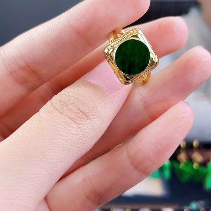 翡翠戒指银S925镶嵌饰品