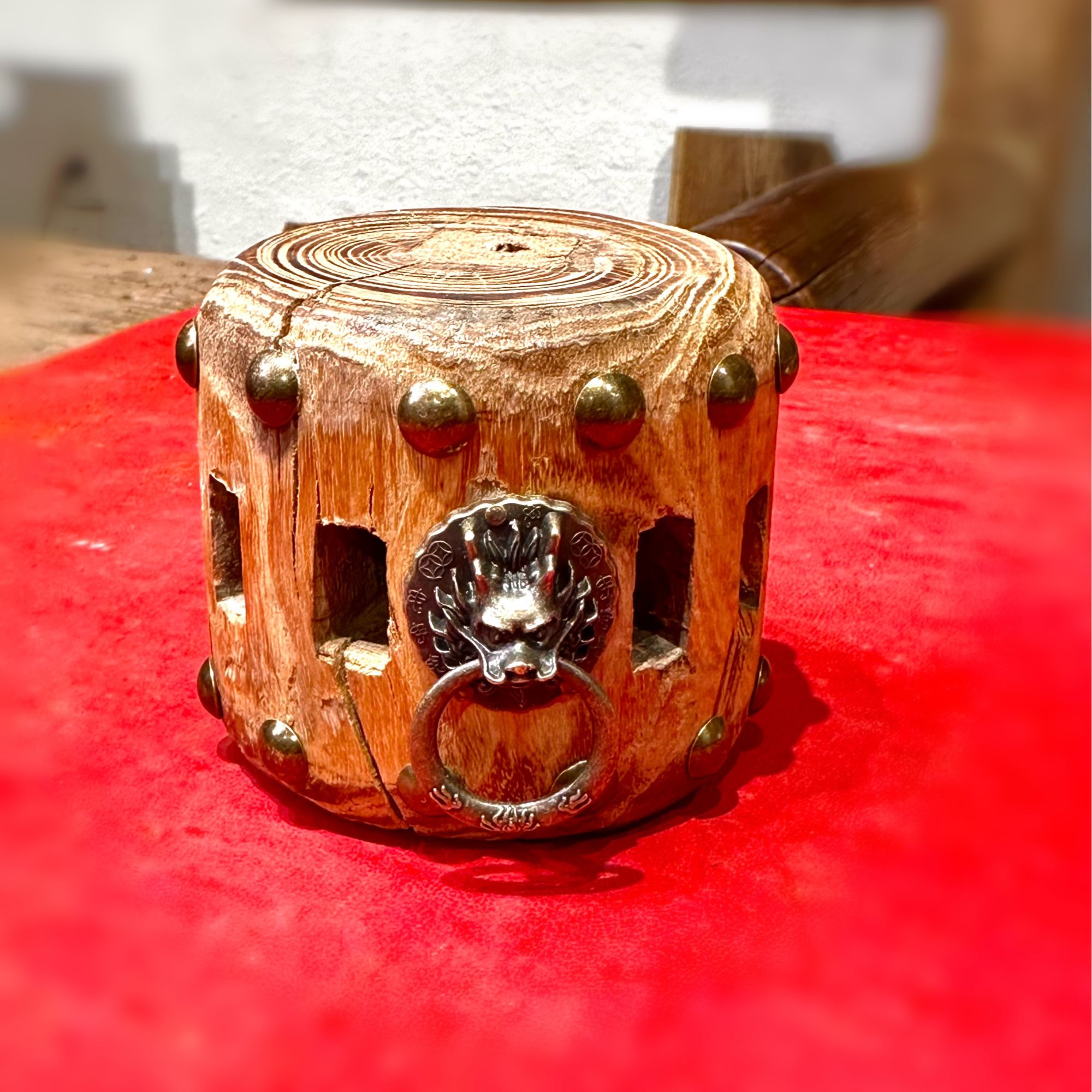 老榆木壶承杯垫车轴复古桌面摆件茶道侘寂仿古新中式花架随机发货