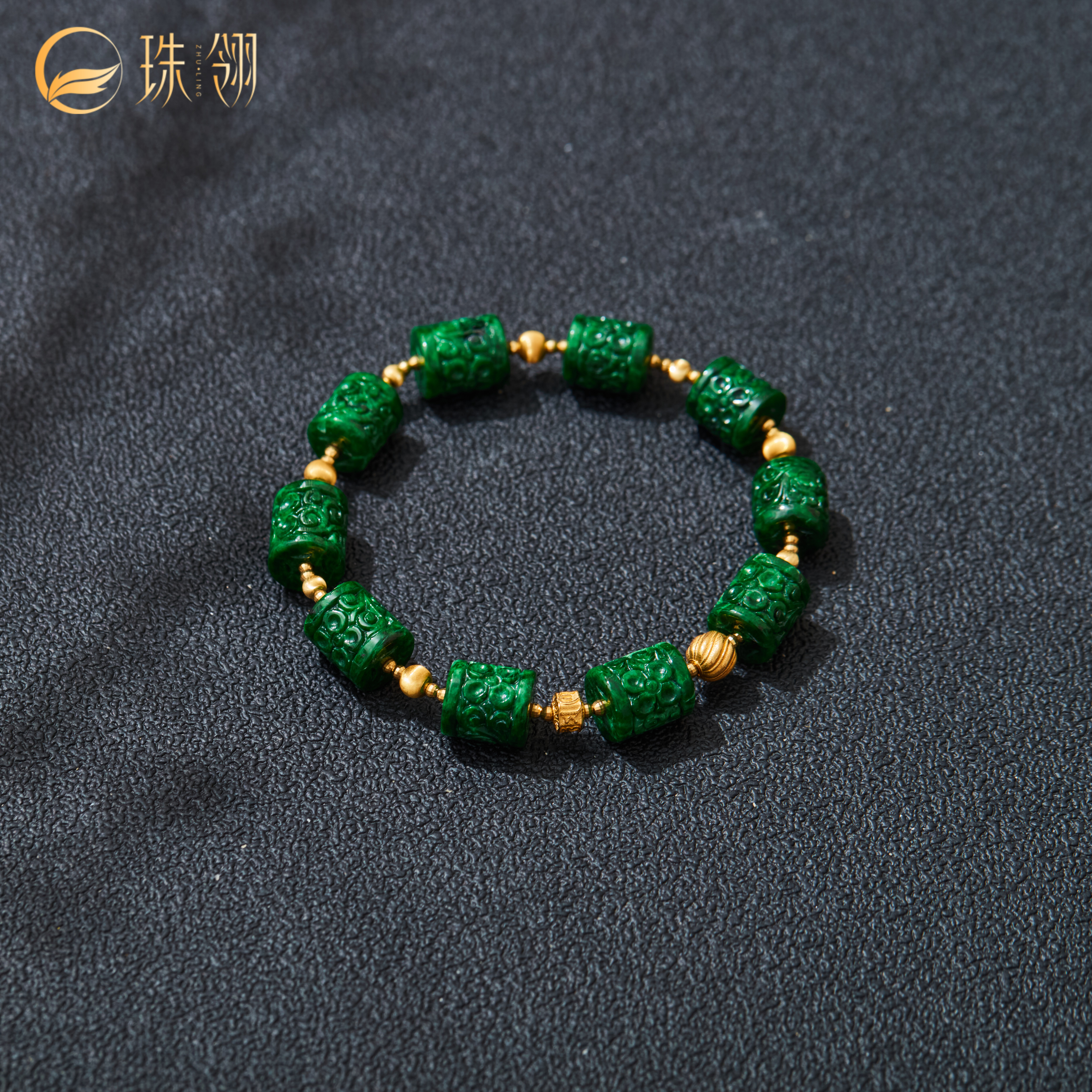 【珠翎珠宝】空青 | 18K翡翠干青手串多样性发一#XYGD273009-B