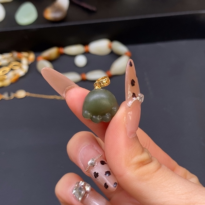 和田玉银S925镶嵌吊坠(不含链)