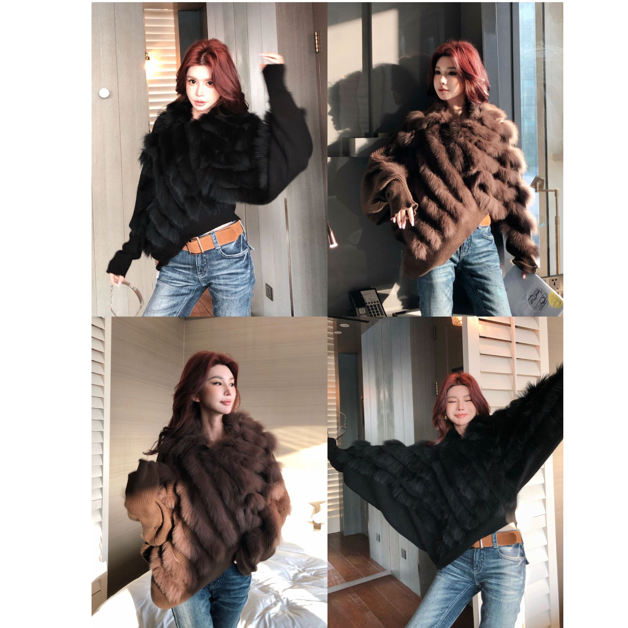 婉君Y【沪上千金】“狐狸毛””兔毛 绵羊毛“皮草针织外套LWJ25D4M4303