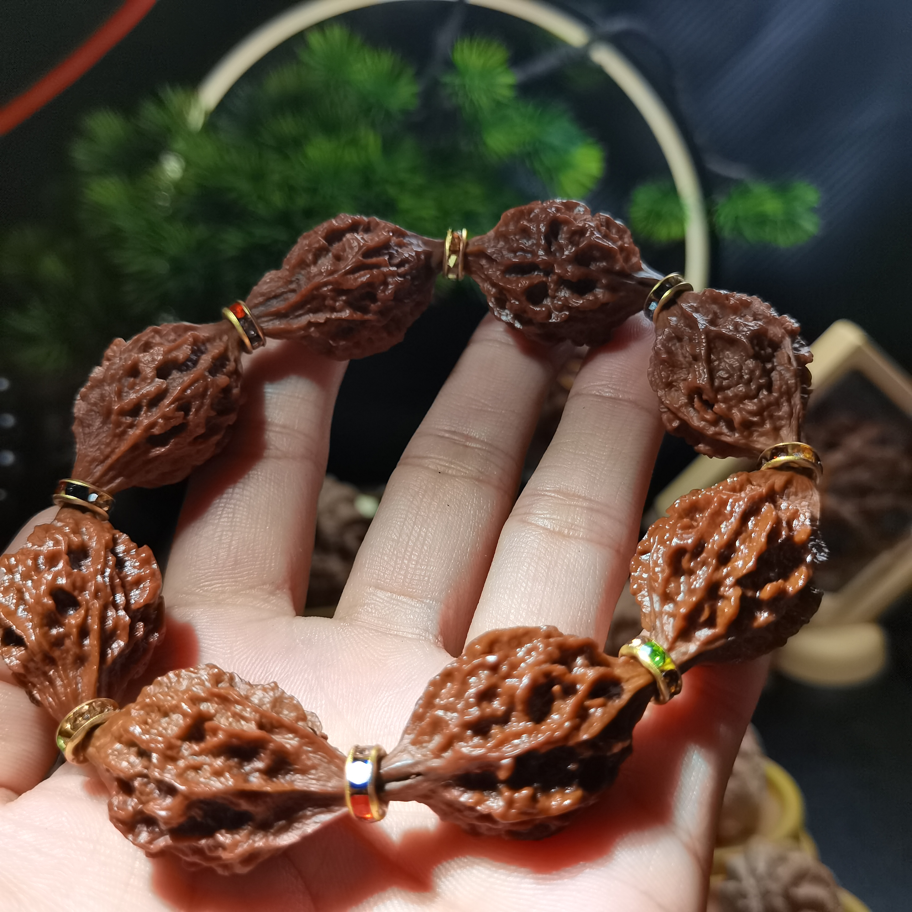 麒麟眼稀有野生异形橄榄核手串49.9