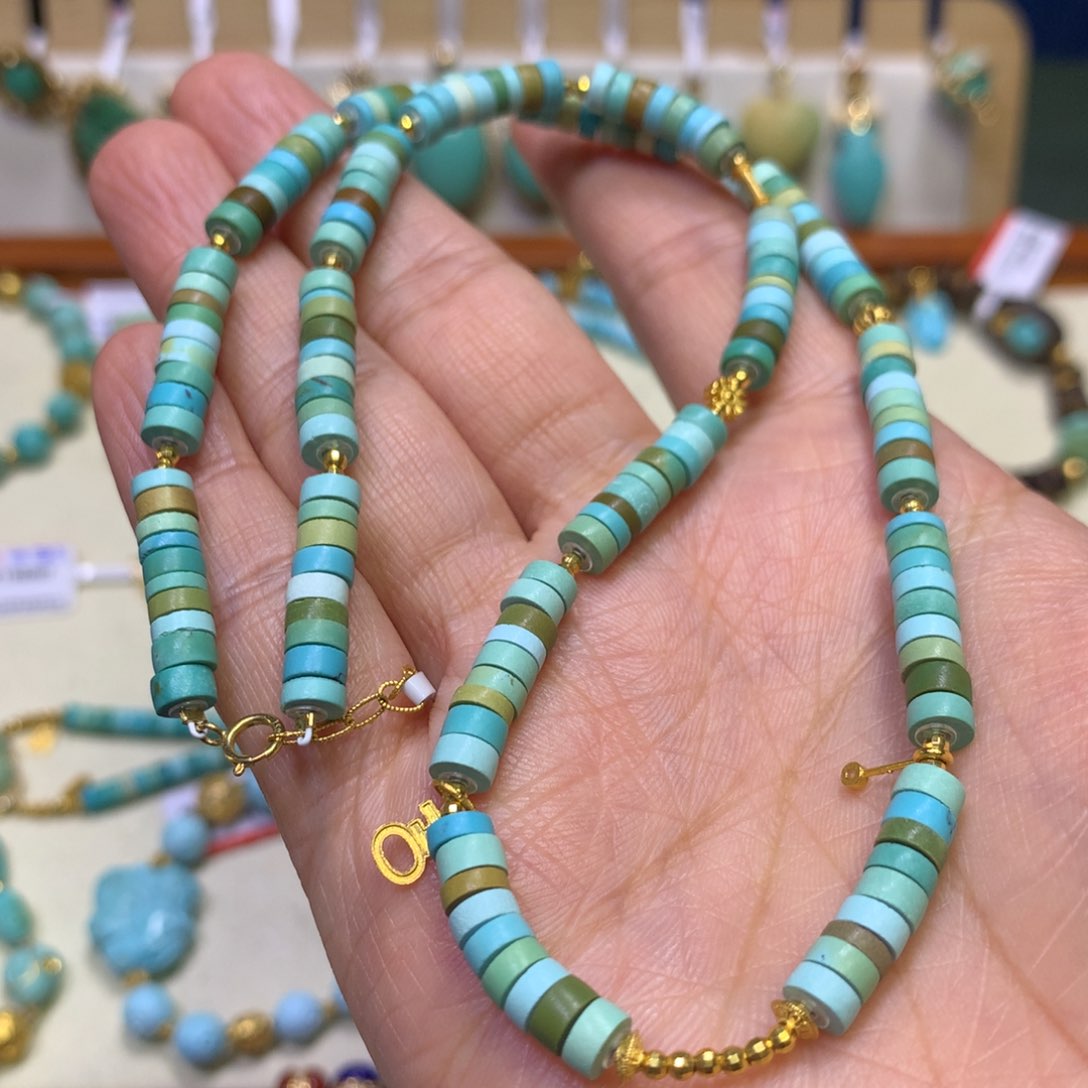 绿松石项链18K金镶嵌