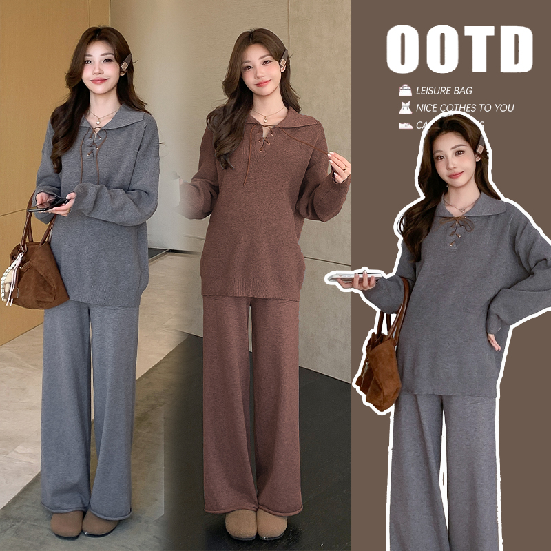 2025秋季新歀韩版休闲孕妇装宽松孕妇两件套大码孕妇套装