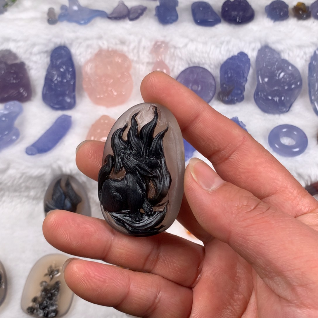 玛瑙/玉髓吊坠(不含链)未镶嵌铁***哥糖心玛瑙凤九