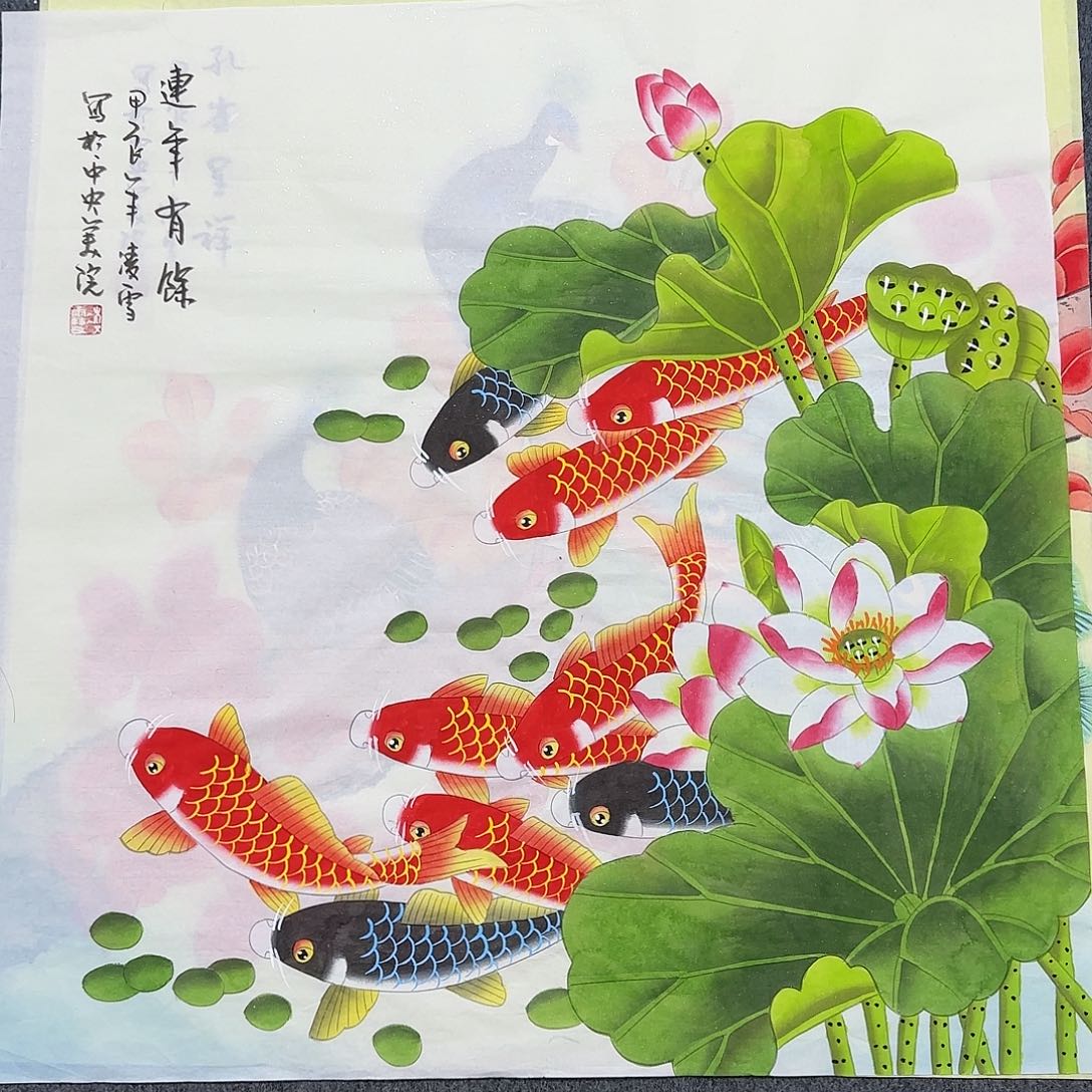 国画尺寸70X70手绘作品