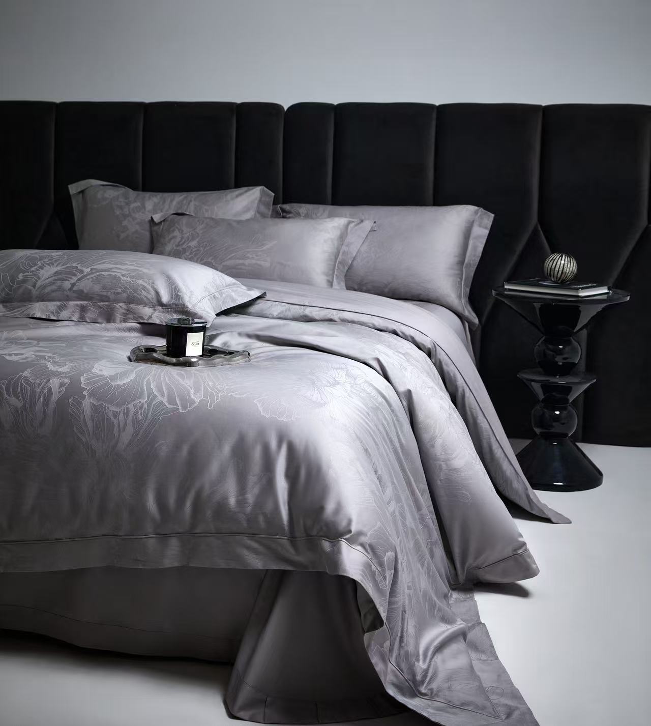 小杨家【欧若拉】BBL色织高端轻奢简约风长绒棉四件套-灰色