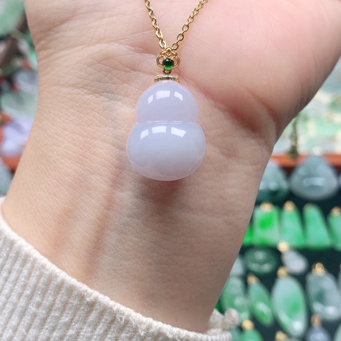 吊坠(不含链)18K金镶嵌翡翠