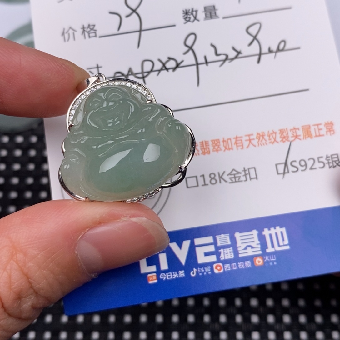 佳***佳翡翠银S925镶嵌颈饰